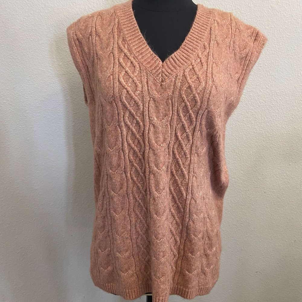 Sincerely Jules Rose‎ Cable Knit Sweater Vest Sleeveless V Neck Pullover Medium